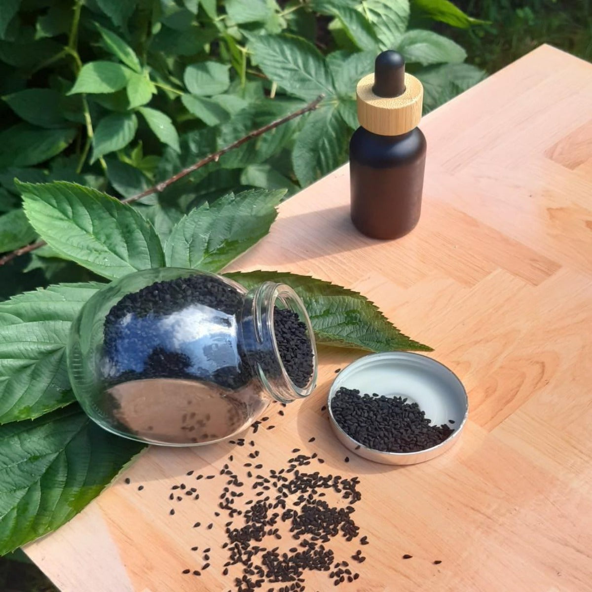 Black Seed in glass container