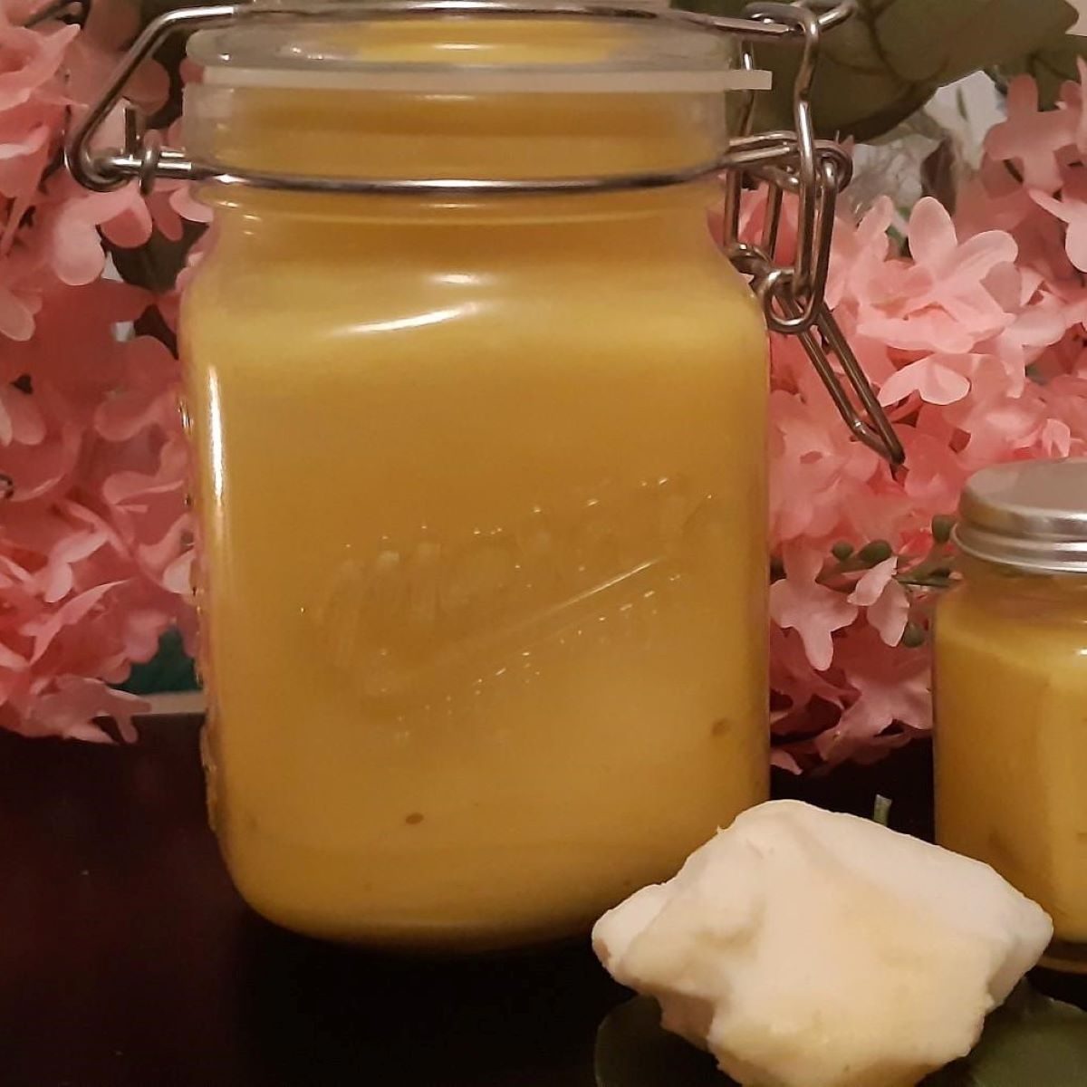 Braiding Butter in large glass container